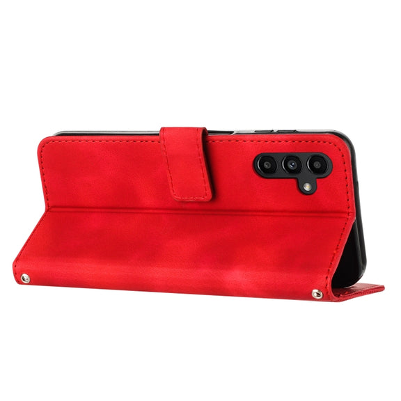 For Samsung Galaxy S25 / S24 5G Dream Triangle Leather Phone Case with Lanyard(Red)