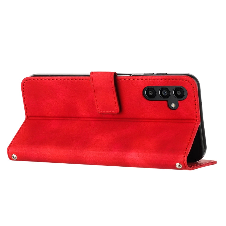 For Samsung Galaxy S25 / S24 5G Dream Triangle Leather Phone Case with Lanyard(Red)
