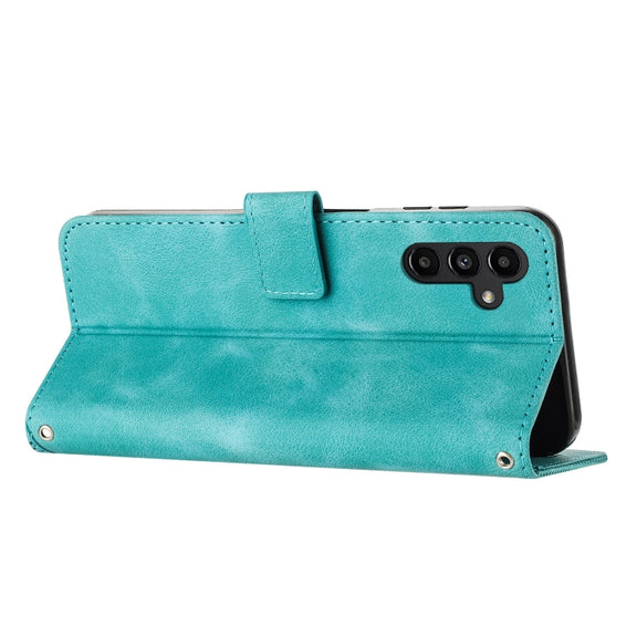 For Samsung Galaxy S25 / S24 5G Dream Triangle Leather Phone Case with Lanyard(Green)