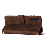 For Samsung Galaxy S25 / S24 5G Dream Triangle Leather Phone Case with Long Lanyard(Brown)