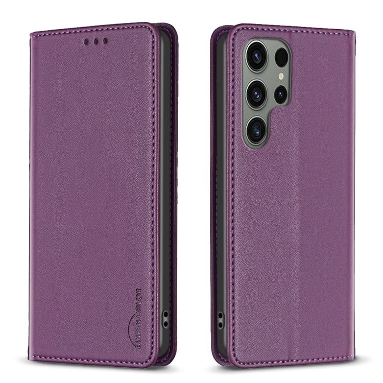 For Samsung Galaxy S25 Ultra 5G Magnetic Leather Phone Case(Dark Purple)