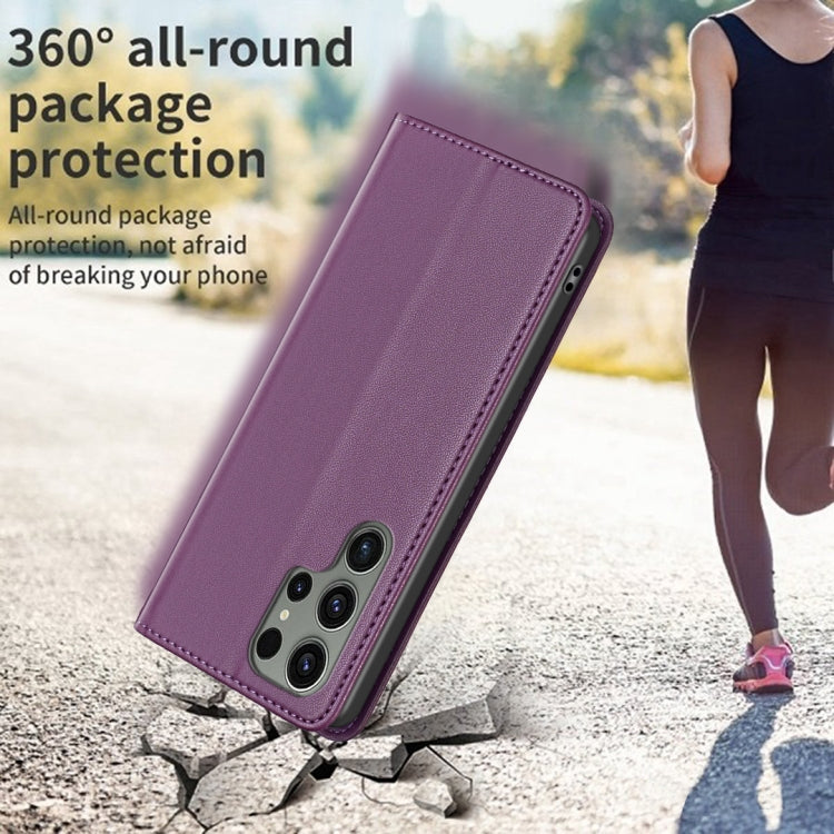 For Samsung Galaxy S25 Ultra 5G Magnetic Leather Phone Case(Dark Purple)