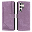 For Samsung Galaxy S25 Ultra 5G Skin Feel Stripe Pattern Leather Phone Case with Long Lanyard(Purple) - free shipping - PMC Jewellery - Order now!