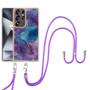 For Samsung Galaxy S25 Ultra 5G Electroplating Marble Dual-side IMD Phone Case with Lanyard(Purple 016)