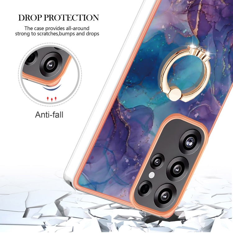 For Samsung Galaxy S25 Ultra 5G Electroplating Marble Dual-side IMD Phone Case with Ring(Purple 016)