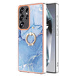 For Samsung Galaxy S25 Ultra 5G Electroplating Marble Dual-side IMD Phone Case with Ring(Blue 018) - Galaxy S25 Ultra 5G Cases by PMC Jewellery | Online Shopping South Africa | PMC Jewellery | Buy Now Pay Later Mobicred