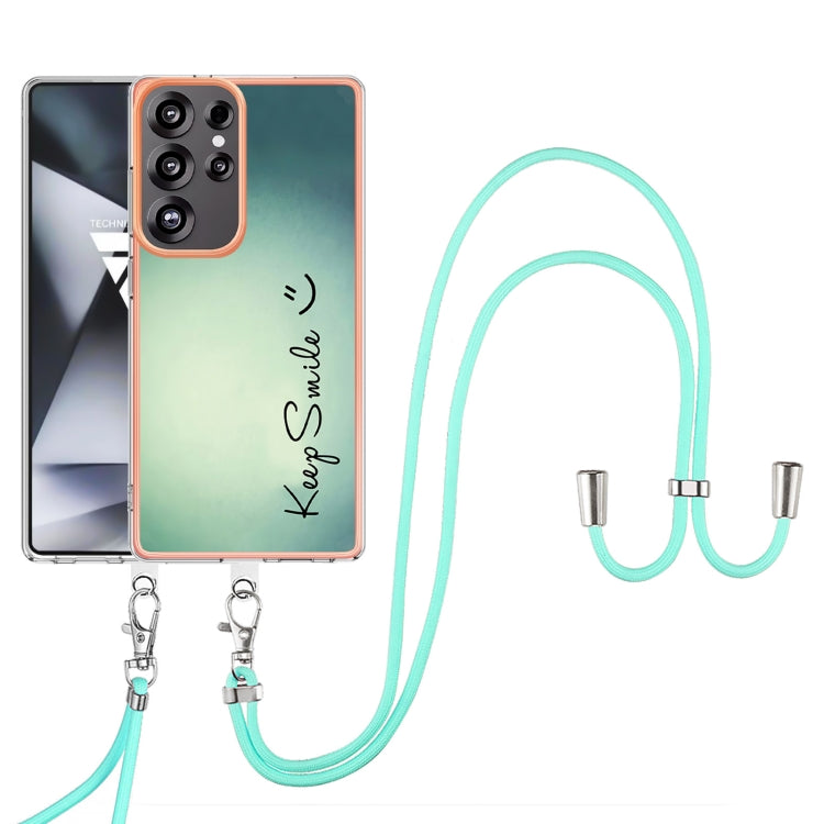For Samsung Galaxy S25 Ultra 5G Electroplating Dual-side IMD Phone Case with Lanyard(Smile)