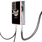 For Samsung Galaxy S25 Ultra 5G Electroplating Dual-side IMD Phone Case with Lanyard(Natural Growth)