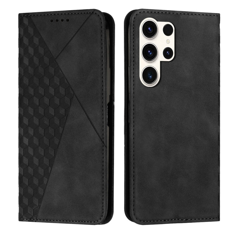 For Samsung Galaxy S25 Ultra 5G Diamond Splicing Skin Feel Magnetic Leather Phone Case(Black)