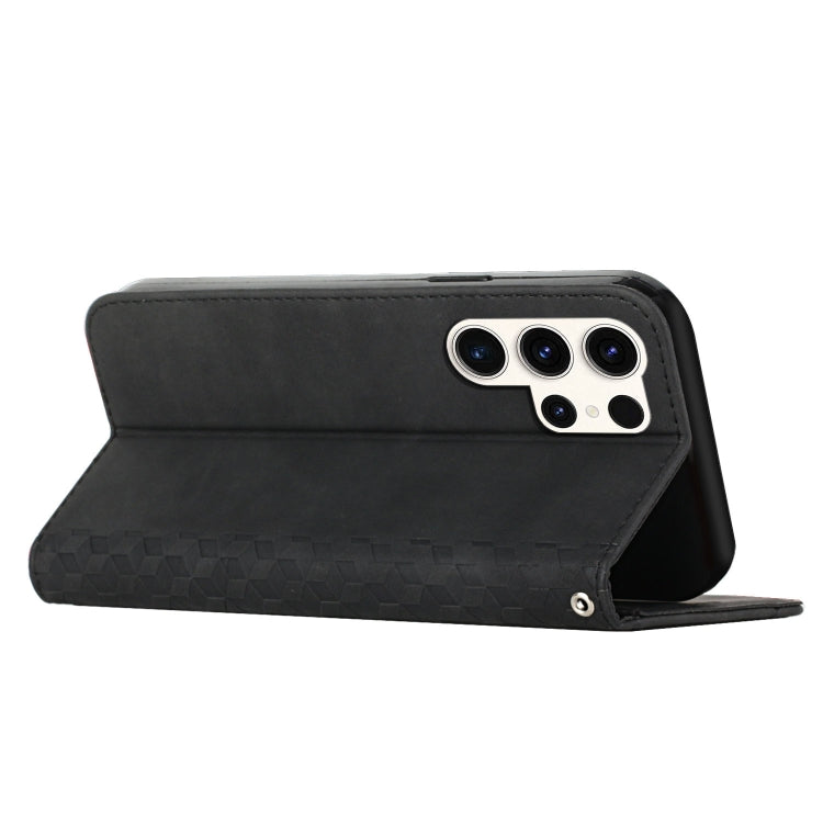 For Samsung Galaxy S25 Ultra 5G Diamond Splicing Skin Feel Magnetic Leather Phone Case(Black)