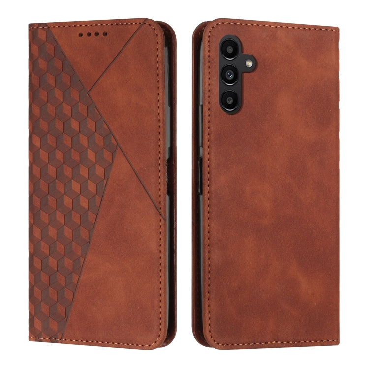For Samsung Galaxy S25 / S24 5G Diamond Splicing Skin Feel Magnetic Leather Phone Case(Brown)