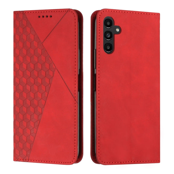 For Samsung Galaxy S25 / S24 5G Diamond Splicing Skin Feel Magnetic Leather Phone Case(Red)
