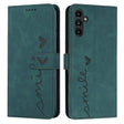 For Samsung Galaxy S25 / S24 5G Skin Feel Heart Embossed Leather Phone Case with Long Lanyard(Green) - Galaxy S25 5G Cases by PMC Jewellery | Online Shopping South Africa | PMC Jewellery | Buy Now Pay Later Mobicred