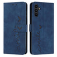 For Samsung Galaxy S25+ / S24+ 5G Skin Feel Heart Embossed Leather Phone Case with Long Lanyard(Blue) - Galaxy S25+ 5G Cases by PMC TechLife | Online Shopping South Africa | PMC TechLife | Buy Now Pay Later Mobicred
