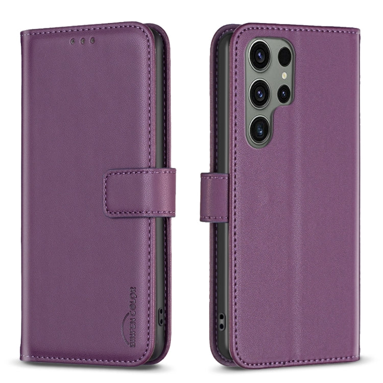 For Samsung Galaxy S25 Ultra 5G Magnetic Buckle Leather Phone Case(Dark Purple)