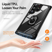 For Samsung Galaxy S25 Ultra 5G TPU + PC Lens Protection Phone Case with Ring Holder(Black)