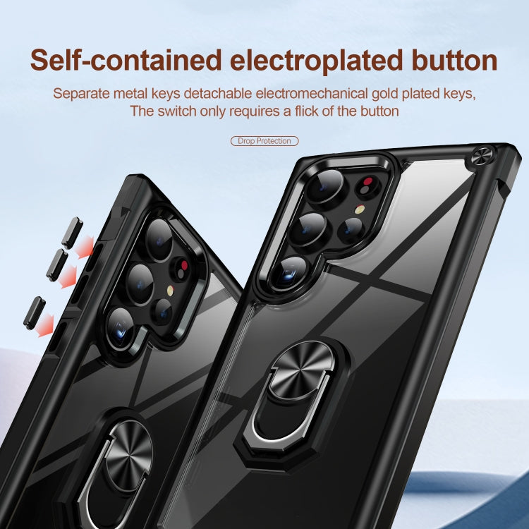 For Samsung Galaxy S25 Ultra 5G TPU + PC Lens Protection Phone Case with Ring Holder(Black)