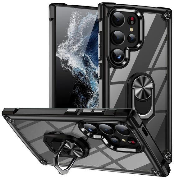 For Samsung Galaxy S25 Ultra 5G TPU + PC Lens Protection Phone Case with Ring Holder(Black)