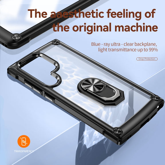 For Samsung Galaxy S25 Ultra 5G TPU + PC Lens Protection Phone Case with Ring Holder(Black)