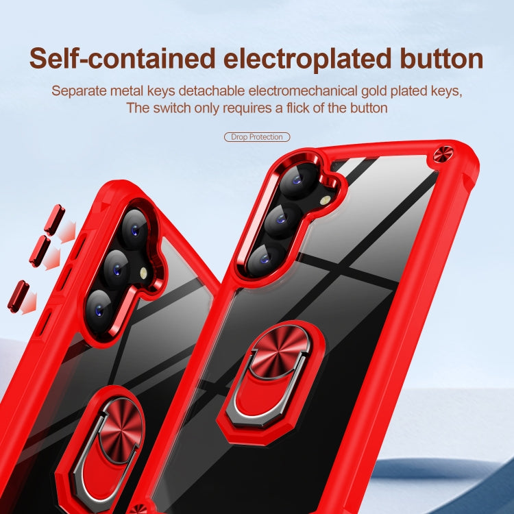 For Samsung Galaxy S25+ 5G TPU + PC Lens Protection Phone Case with Ring Holder(Red)