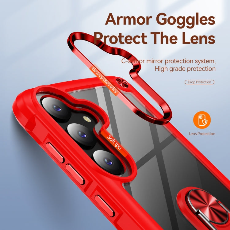 For Samsung Galaxy S25+ 5G TPU + PC Lens Protection Phone Case with Ring Holder(Red)