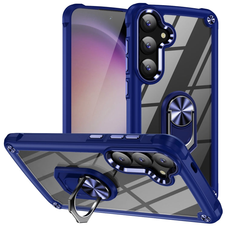 For Samsung Galaxy S25+ 5G TPU + PC Lens Protection Phone Case with Ring Holder(Blue)