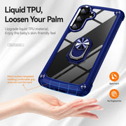 For Samsung Galaxy S25+ 5G TPU + PC Lens Protection Phone Case with Ring Holder(Blue)