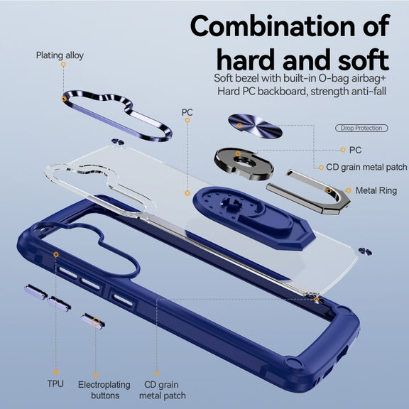 For Samsung Galaxy S25+ 5G TPU + PC Lens Protection Phone Case with Ring Holder(Blue)