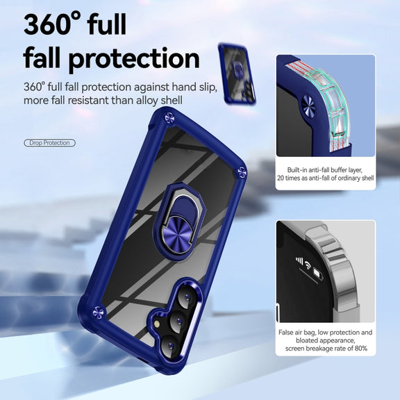 For Samsung Galaxy S25+ 5G TPU + PC Lens Protection Phone Case with Ring Holder(Blue)