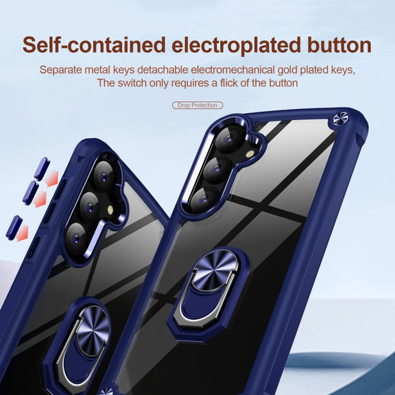 For Samsung Galaxy S25+ 5G TPU + PC Lens Protection Phone Case with Ring Holder(Blue)