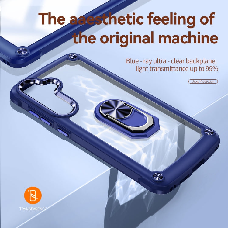 For Samsung Galaxy S25+ 5G TPU + PC Lens Protection Phone Case with Ring Holder(Blue)