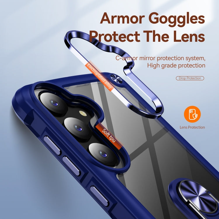 For Samsung Galaxy S25+ 5G TPU + PC Lens Protection Phone Case with Ring Holder(Blue)