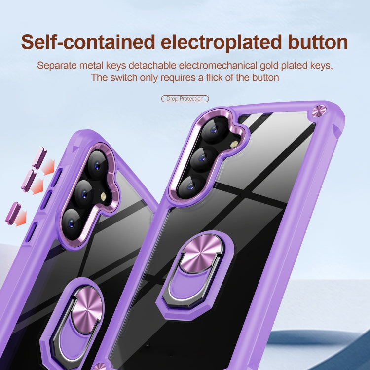 For Samsung Galaxy S25+ 5G TPU + PC Lens Protection Phone Case with Ring Holder(Purple)