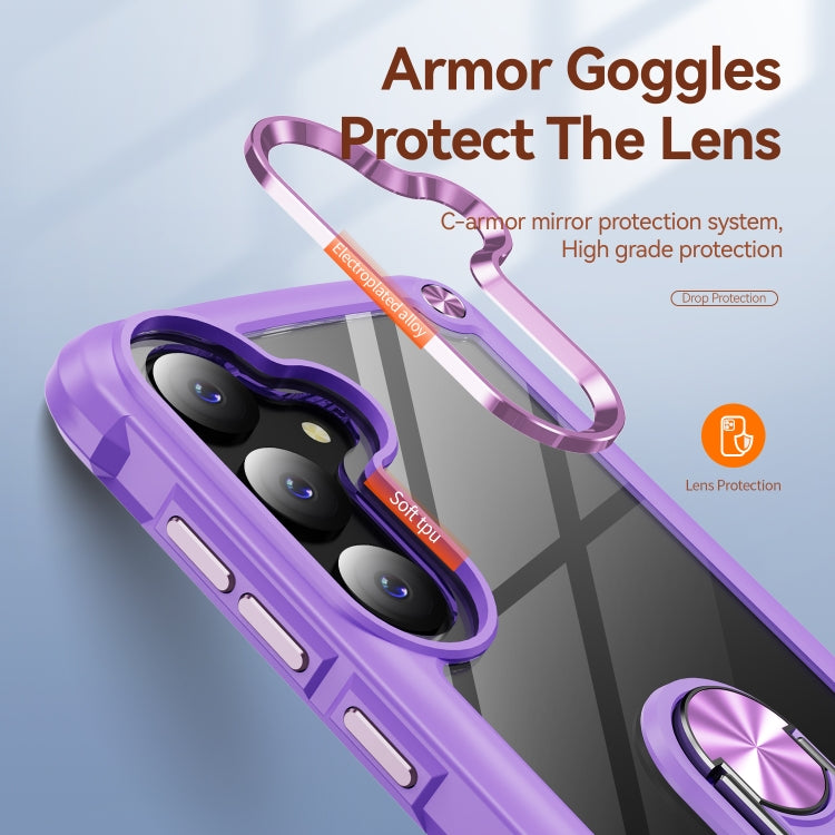 For Samsung Galaxy S25+ 5G TPU + PC Lens Protection Phone Case with Ring Holder(Purple)