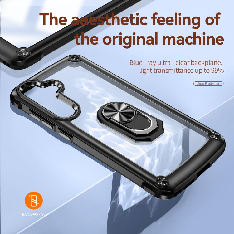 For Samsung Galaxy S25 5G TPU + PC Lens Protection Phone Case with Ring Holder(Black)