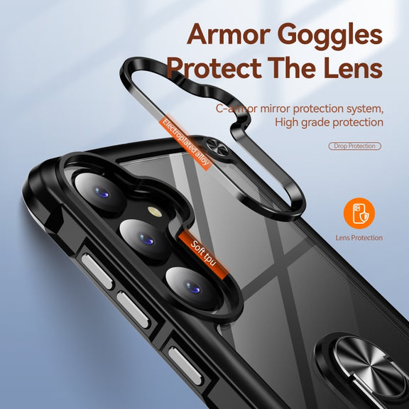 For Samsung Galaxy S25 5G TPU + PC Lens Protection Phone Case with Ring Holder(Black)