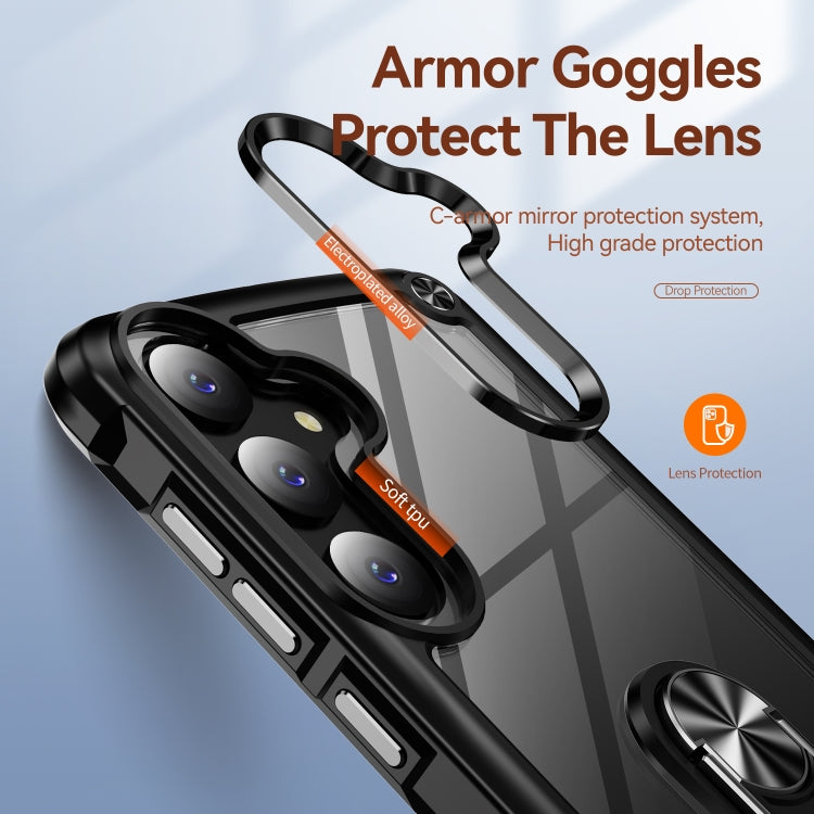 For Samsung Galaxy S25 5G TPU + PC Lens Protection Phone Case with Ring Holder(Black)