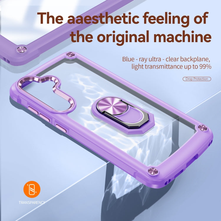 For Samsung Galaxy S25 5G TPU + PC Lens Protection Phone Case with Ring Holder(Purple)