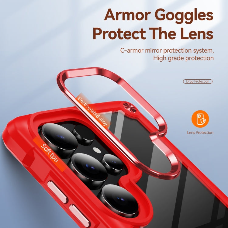 For Samsung Galaxy S25 Ultra 5G TPU + PC Lens Protection Phone Case(Red)
