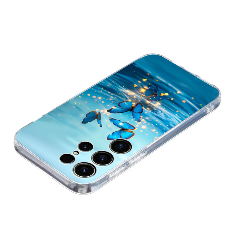For Samsung Galaxy S25 Ultra 5G Colorful Painting Pattern TPU Phone Case(Blue Butterflies)