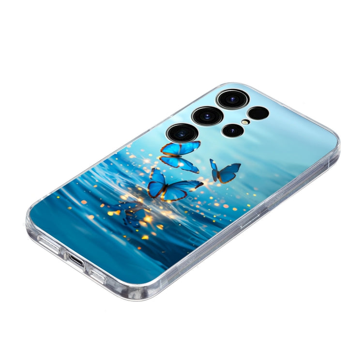 For Samsung Galaxy S25 Ultra 5G Colorful Painting Pattern TPU Phone Case(Blue Butterflies)
