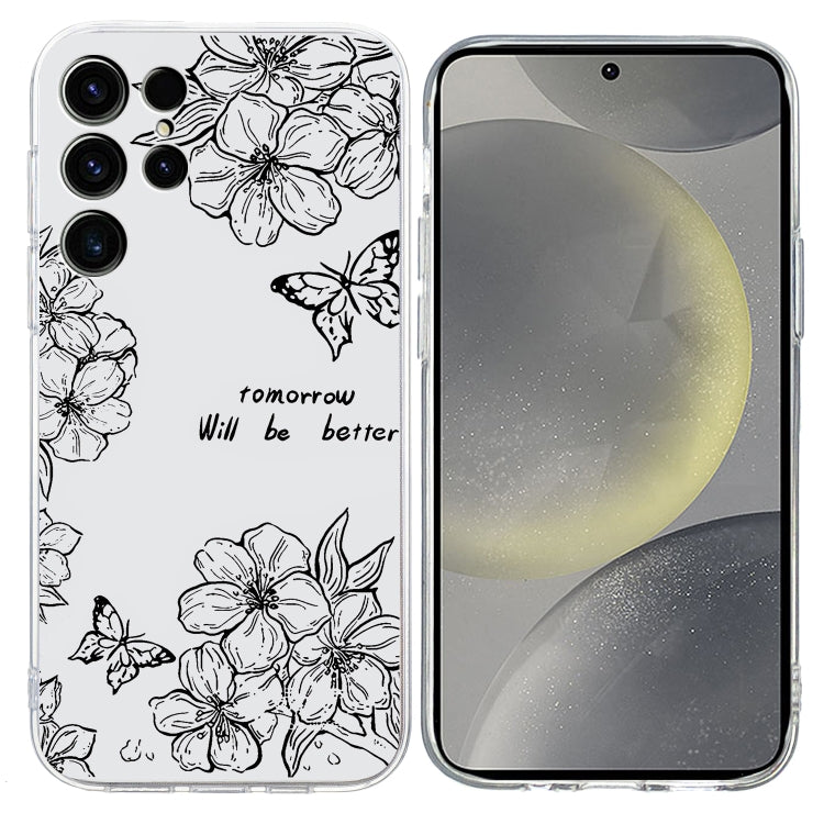 For Samsung Galaxy S25 Ultra 5G Colorful Painting Pattern TPU Phone Case(Butterfly Flower)