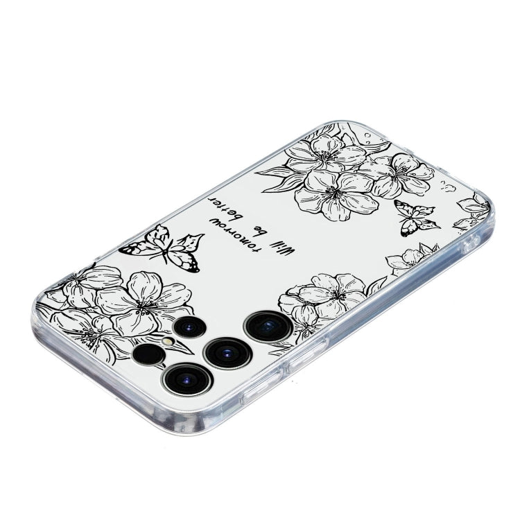 For Samsung Galaxy S25 Ultra 5G Colorful Painting Pattern TPU Phone Case(Butterfly Flower)