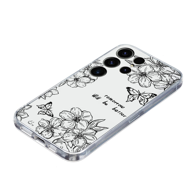 For Samsung Galaxy S25 Ultra 5G Colorful Painting Pattern TPU Phone Case(Butterfly Flower)