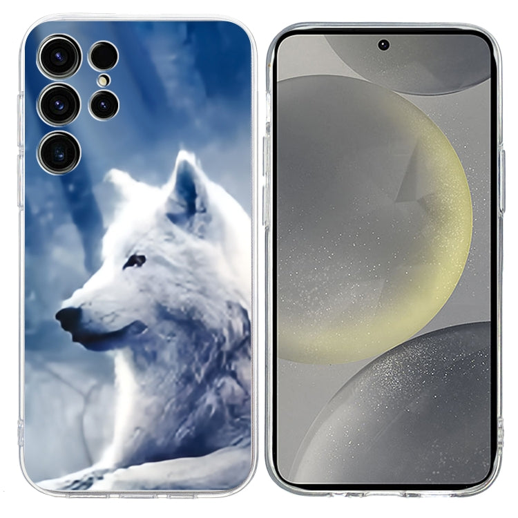For Samsung Galaxy S25 Ultra 5G Colorful Painting Pattern TPU Phone Case(White Wolf)