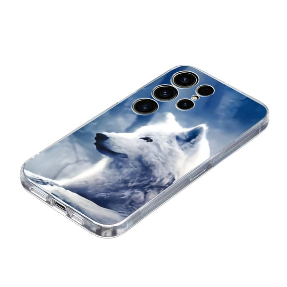 For Samsung Galaxy S25 Ultra 5G Colorful Painting Pattern TPU Phone Case(White Wolf)