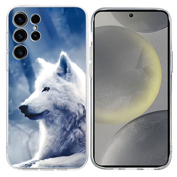 For Samsung Galaxy S25 Ultra 5G Colorful Painting Pattern TPU Phone Case(White Wolf)