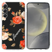For Samsung Galaxy S25+ 5G Colorful Painting Pattern TPU Phone Case(Flowers On Black)