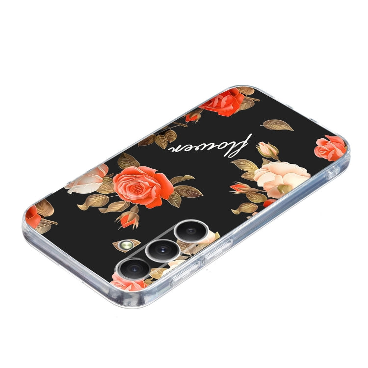 For Samsung Galaxy S25+ 5G Colorful Painting Pattern TPU Phone Case(Flowers On Black)