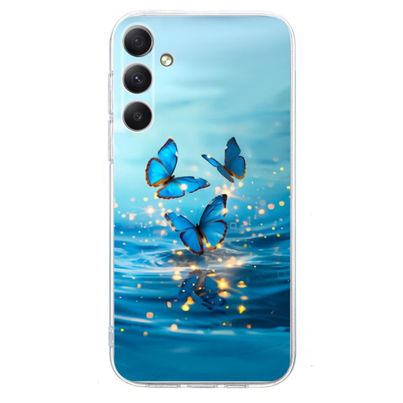 For Samsung Galaxy S25 5G Colorful Painting Pattern TPU Phone Case(Blue Butterflies)